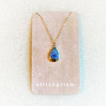 Small Teardrop Necklace - Blue (Gold)