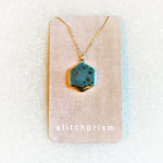 Small Hexagon Necklace - Teal (Gold)