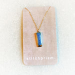 Small Rectangle Necklace - Blue + Gold