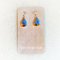 Small Teardrop Earrings - Blue - (gold)
