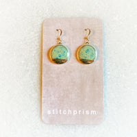 Small Circle Earrings - Green + Gold