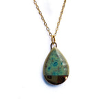 Small Teardrop Necklace - Green (Gold)