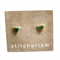 Triangle Studs - Green (Gold)