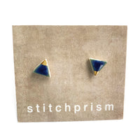 Triangle Studs - Blue (Gold)