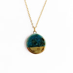 Small Circle Necklace - Teal (Gold)