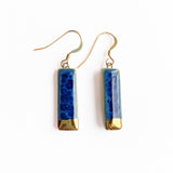 Small Rectangle Earrings - Blue + Gold