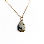 Small Teardrop Necklace - Black Splatter (Gold)