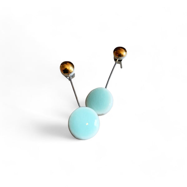 Studs - Orbit - Aqua + Gold