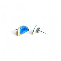 Half Moon Studs - Blue (Gold)