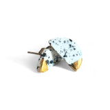 Half Moon Studs - Black Splatter (Gold)