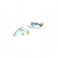 Half Moon Studs - Black Splatter (Gold)