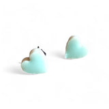 Tiny Heart Studs - Aqua