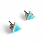 Triangle Studs - Teal (Gold)