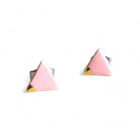 Triangle Studs - Pink (Gold)