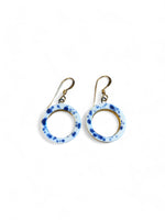 Open Circle Earrings - Blue Speckle + Gold