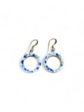 Open Circle Earrings - Blue Speckle + Gold