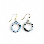 Open Circle Earrings - Black Splatter + Gold