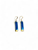 Small Rectangle Earrings - Blue + Gold