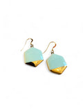 Small Hexagon Earrings - Aqua (gold)