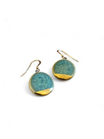 Small Circle Earrings - Green + Gold