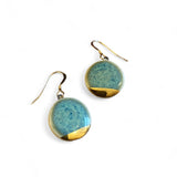 Small Circle Earrings - Green + Gold