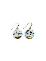 Small Circle Earrings - Black Splatter (gold)