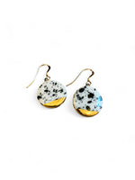 Small Circle Earrings - Black Splatter (gold)