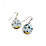 Small Circle Earrings - Black Splatter (gold)