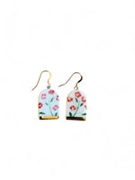 Archway Earrings - Red Flowers + Gold