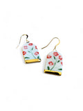 Archway Earrings - Red Flowers + Gold