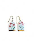 Archway Earrings - Red Flowers + Gold