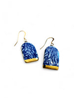 Archway Earrings - Blue Leaf + Gold