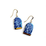 Archway Earrings - Blue Leaf + Gold