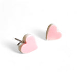 Tiny Heart Studs - Pink