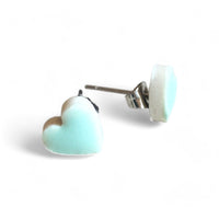 Tiny Heart Studs - Aqua