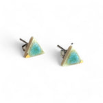 Triangle Studs - Green (Gold)