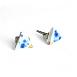 Triangle Studs - Blue Speckle (Gold)