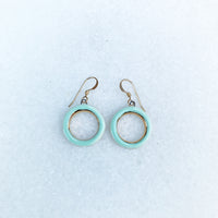 Open Circle Earrings - Aqua + Gold