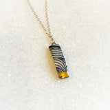 Small Rectangle Necklace - Black Wave + Gold