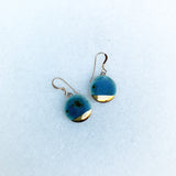 Small Circle Earrings - Teal + Gold