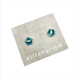 Studs - Tiny Flower - Teal + Gold