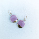 Small Hexagon Earrings - Lavender (gold)