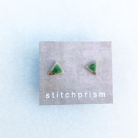 Triangle Studs - Green (Gold)