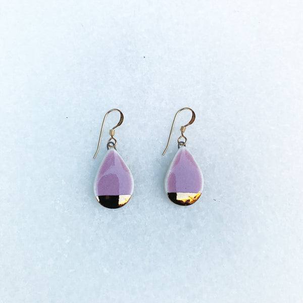 Small Teardrop Earrings - Lavender (gold)