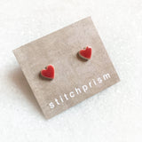 Tiny Heart Studs - Red