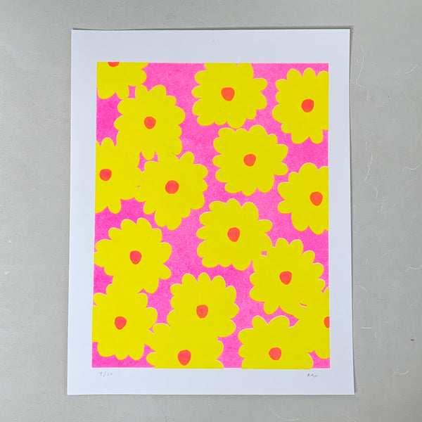 Risograph Print - Yellow Daisy