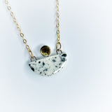 Small Boat Necklace - Black Splatter (Gold)