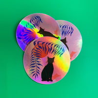 Sticker - Black Cat Leaf (Holo)