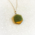 Small Hexagon Necklace - Green (Gold)