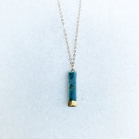 Small Rectangle Necklace - Teal + Gold